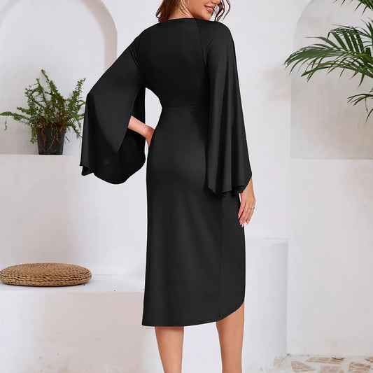 2025 Summer New Dress For Women Shawl Sleeves V-neck