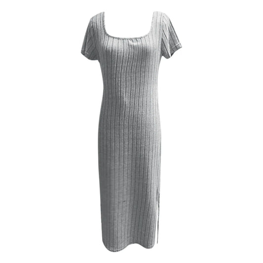 Bodycon Sundresses Casual Short Sleeve Square Neck Midi