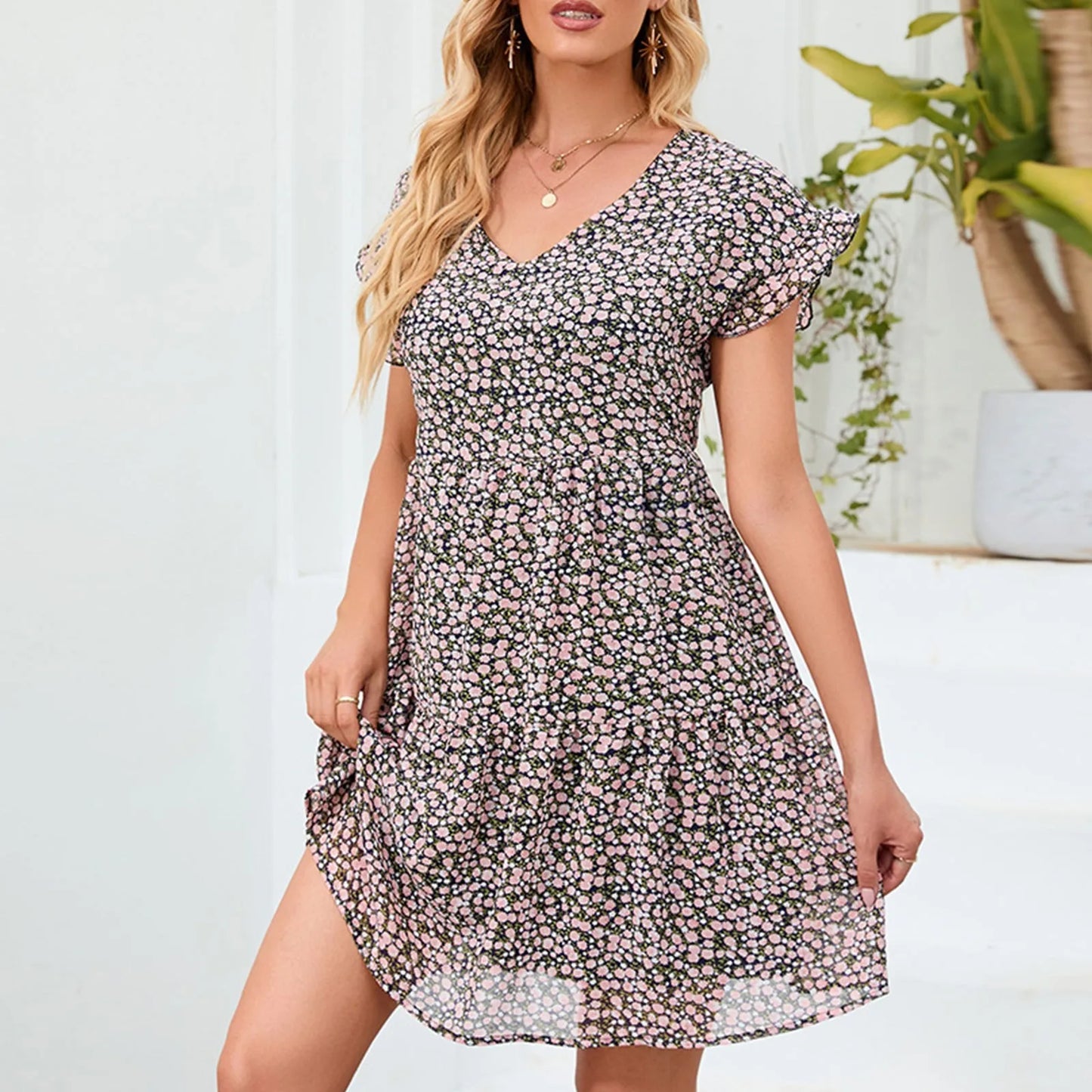 Boho Floral Mini Dress